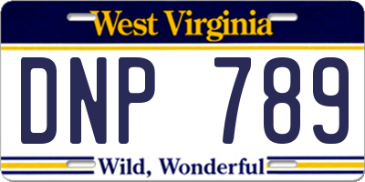 WV license plate DNP789