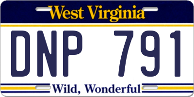 WV license plate DNP791