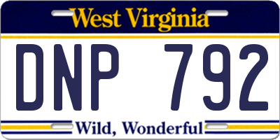 WV license plate DNP792