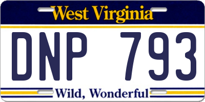 WV license plate DNP793