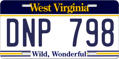 WV license plate DNP798
