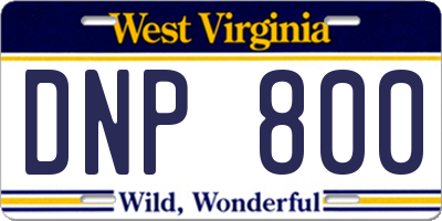 WV license plate DNP800