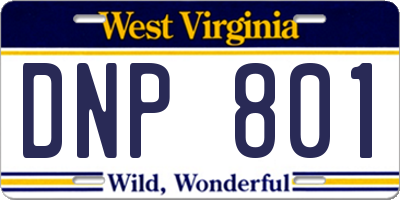 WV license plate DNP801