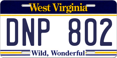 WV license plate DNP802