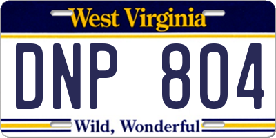 WV license plate DNP804