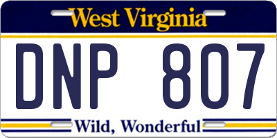 WV license plate DNP807