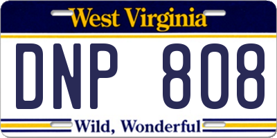 WV license plate DNP808