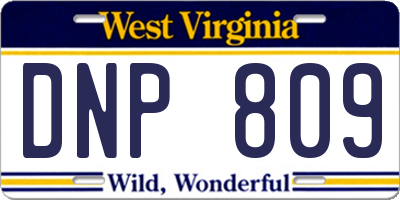 WV license plate DNP809