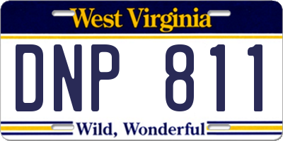 WV license plate DNP811