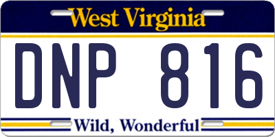 WV license plate DNP816