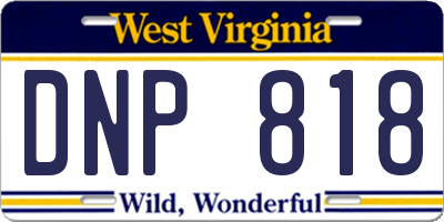 WV license plate DNP818