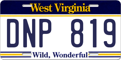 WV license plate DNP819