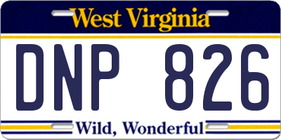 WV license plate DNP826