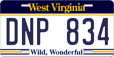 WV license plate DNP834