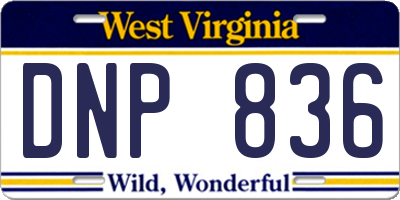 WV license plate DNP836