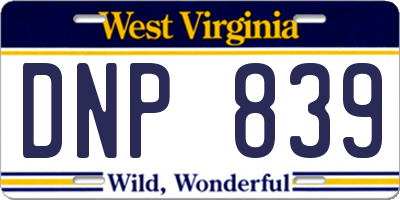 WV license plate DNP839