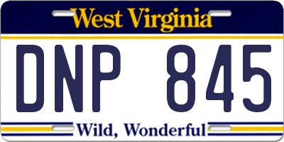 WV license plate DNP845