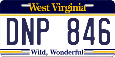 WV license plate DNP846
