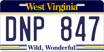 WV license plate DNP847