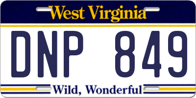 WV license plate DNP849