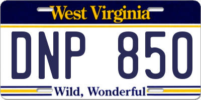 WV license plate DNP850