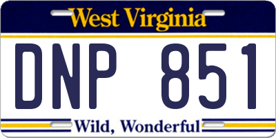 WV license plate DNP851