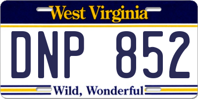 WV license plate DNP852