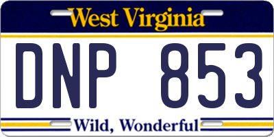 WV license plate DNP853