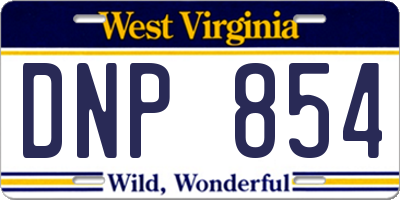 WV license plate DNP854