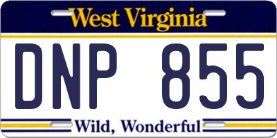 WV license plate DNP855