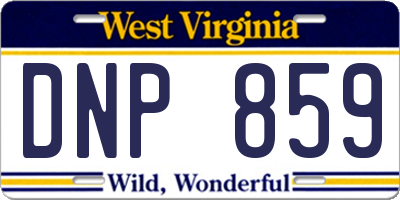 WV license plate DNP859