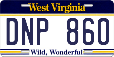 WV license plate DNP860