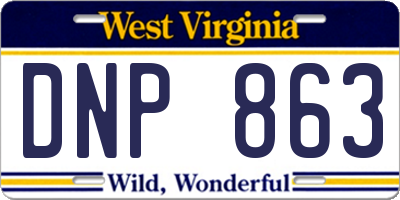 WV license plate DNP863