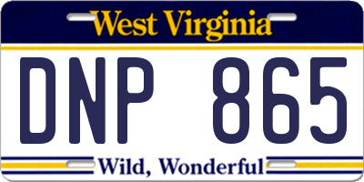 WV license plate DNP865