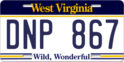 WV license plate DNP867