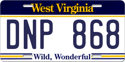 WV license plate DNP868