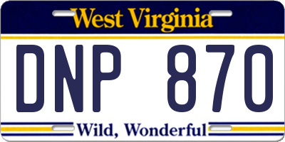 WV license plate DNP870