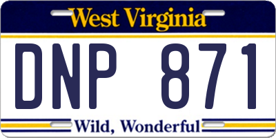 WV license plate DNP871