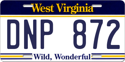 WV license plate DNP872
