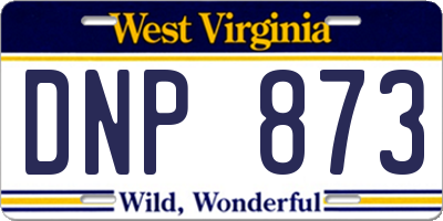 WV license plate DNP873