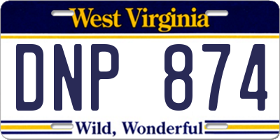WV license plate DNP874