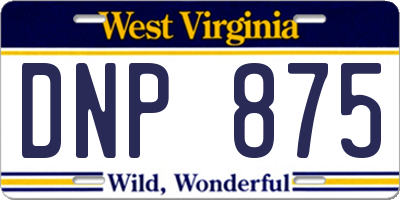 WV license plate DNP875
