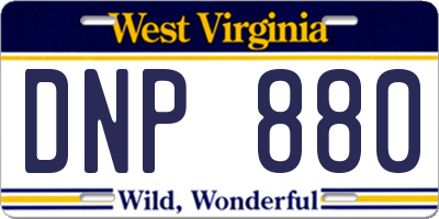 WV license plate DNP880