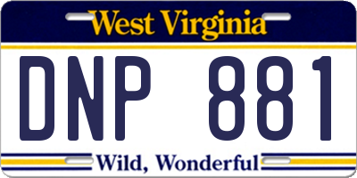 WV license plate DNP881