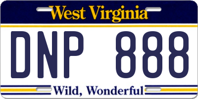 WV license plate DNP888