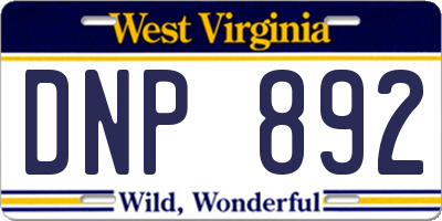 WV license plate DNP892