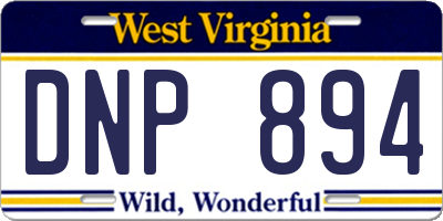 WV license plate DNP894