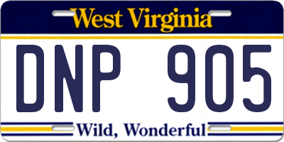 WV license plate DNP905
