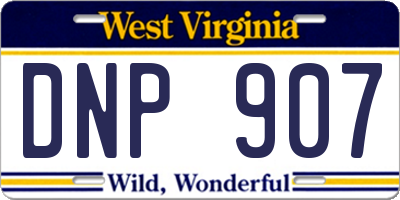WV license plate DNP907