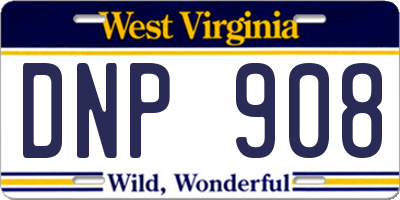 WV license plate DNP908